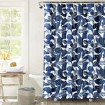 Lush Decor Tropical Paradise Shower Curtain, 72" x 72", Navy & Blue