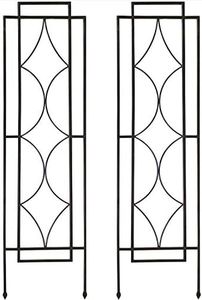 Sunnydaze 2-Piece Chic Diamonds Design Garden Trellis for Climbing Plants Set - Metal Decorative Outdoor Plant and Flower Trellis - 48-Inch Tall Each - Black