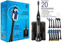 PURSONIC S520 Black Ultra High Powered Sonic Electric Toothbrush with Dock Charger, 12 Brush Heads & More! (Value Pack)