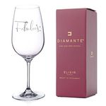 DIAMANTE Swarovski "Fabulous" Wine Glass – Single Crystal Wine Goblet with Novelty Fabulous Slogan Embellished with Swarovski Crystals