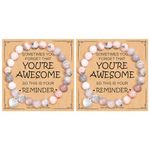 Sometimes You Forget You're Awesome Inspirational Gifts Natural Stone Bracelets for Women Teen Girls Gifts Idea (2pcs)