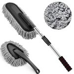 PESOMA 2Pcs Soft Microfiber Duster with Extendable Handle Exterior Scratch Free Car Cleaning Tool, Car Duster Brush for Truck,Pickup,SUV,Motorcycle, Vehicles Cleaning