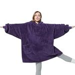 Bedsure Wearable Blanket Hoodie Women - Fluffy Fleece Hoodie Blanket for Men, Warm & Cozy Gifts for Women Men Her Mum, Purple, L