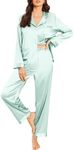 Ekouaer Silk Pajamas for Women Classic Button Down Satin Pajama Sets Long Sleeve Lounge Set