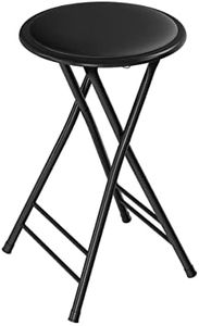 Folding Stool - Backless 24-Inch Stool with 225lb Capacity for Kitchen or Rec Room - Portable Indoor Counter Bar Stools by Lavish Home (Black)