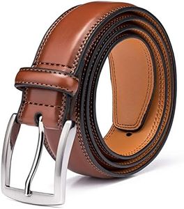 Men's Genuine Leather Dress Belts Made with Premium Quality - Classic and Fashion Design for Work Business and Casual, Essential Brown, 46