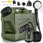 WADEO 2026 Upgraded Portable Shower for Camping with 5-Gallon Water Jug, Rechargeable Camping Shower, Food Grade Material Water Containers for Washing, RV, Car, Road Trip, Hiking, Beach