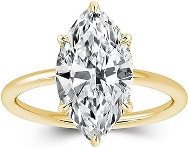 RODIFFY 3.5CT Marquise Cut Engagement Ring,Simulated Diamond Ring,925 Sterling Silver 18K Yellow/White Gold Plated Promise Ring, 5, Metal, Cubic Zirconia