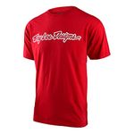 Troy Lee Designs Mens Signature Short Sleeve Tee, Motocross Dirtbike Mountain Bike Shirt, Adult, Red, Medium