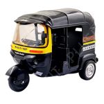 PLUSPOINT Auto Rickshaw Toy,with Pull Back Action City Traffic Vehicles Public Transport Toy with Light and Sound for Aged 3 4 5 6 Boys and Girls,Kids Party Favors Gifts (Auto Rickshaw) (Black)