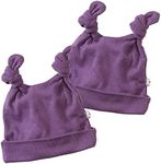 Babysoy Baby Girls' Double Knot Hat- 2 Pack, Eggplant, 6-12 Months