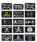 15 Pack Tactical Patches, Funny Military Emblem Patch Embroidery Fastener Army Badge Hook and Loop Applique Patches for Clothes Jackets Backpack Hat Vest Military Uniforms Dogs Harness -Black