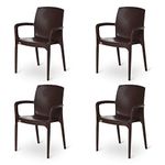 Supreme Texas Plastic Chairs for Home, Outdoor & Garden (Set of 4, Globus Brown)