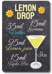 BAR SIGNS Classic Signature Cocktail Recipes Posters, Chalkboard Wall Art 20cm X 30cm for Home Decor, Pub, Tiki Bar, Kitchen, Restaurant (Winter Recipes - Lemon Drop)