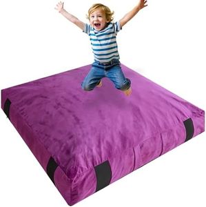 JOYWOO Crash Pad for Kids Sensory Room, Anti-Slip Sensory Crash Mat, Shredded Foam Sensory Crash Pad for Kids Gift, Soft Washable Cover, Gift for Children and Family Fun, 5 x 5 Ft, Purple