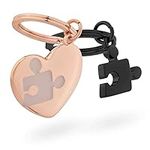 Navaris Couples Keyring - 2-Part Love Heart & Jigsaw Puzzle Keyrings Pair - Key Ring Set for Partners Lovers Girlfriend Boyfriend Wife Husband