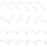 MBVQEF 20 PCS Clear Nose Stud, Clear Nose Ring Retainers, Cartilage Lip Eyebrow Stud, Flexible Nose Rings Studs, Nose Studs Bone Studs Retainers for Daily Work Body Piercing