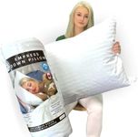 Empress Down Pillows, Standard Size Soft Pillow, Pure White Down with 600 Loft, 100% Cotton 400 Thread Count Cover, RDS Certified, Filled in Canada, Thin Pillow with Extra Cotton Protector