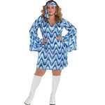 amscan 847830-55 Adults New Disco Lady Fancy Dress 60s 70s Costume (UK Dress 16-18)