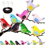 Yatinkim 12pcs Bird Decorative Figurines Miniature Bird Figurine Resin Birds Nest Eggs Fairy Animal Cute Model Micro Landscape Home Garden Decor Miniatures Crafts Cake Toppers