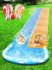 JOYIN 22.5ft Water Slides and 2 Bodyboards, Lawn Water Slide Summer Slip Waterslides Water Toy with Build in Sprinkler for Backyard Outdoor Water Fun for Kids