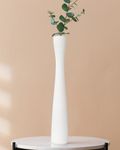 White Ceramic Flower Vase 16.5 Inch Tall Slender Flower Vases, Handmade Vase Modern Minimalist Style Decor for Living Room, Home, Office, Centerpiece,Table and Wedding Party