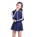 Vivobiniya Big Girl one Piece Swimsuits Teen Long Sleeve Swimwear upf50+ (S150(59in), blue1)