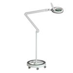 Lumeno 7215 LED magnifying lamp, magnifier lamp, workstation lamp, cosmetic lamp, for beauty salon, hobbyist, as reading aid. Magnifying glass with 5 diopters and rolling stand