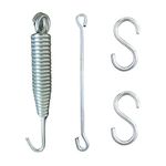 Faburaa Hanging Metal Accessories Set for Hammock Swings Chairs, Porch Swings Used for Boxing Bag, Hang Any Article etc. (Silver, 1 Spring, 1 Rod, 2 S Hook)