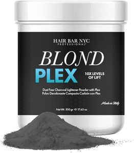 Blond Plex Extreme Lifting 10X Levels - Black/Charcoal Dust Free Lightener Powder Cool-Toned & Bright Finish - Made in Italy 500g / 17.63oz