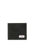 Armani Exchange Men's Plate Logo Saffiano Leather Bifold with Coin Compartment Bi fold Wallet, Black, One Size