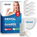 Dental Mouth Guard for Teeth Grinding (4 Pack) and 12 Cleaning Tablets Night Gum Shield for Sleep Treats Clenching Bruxism TMJ Hygiene Case by Alevial