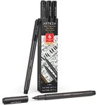 ARTEZA Calligraphy Markers, Set of 6, Water-Resistant Black Ink, Flat Chisel-Tip, 2mm & 4mm Nibs