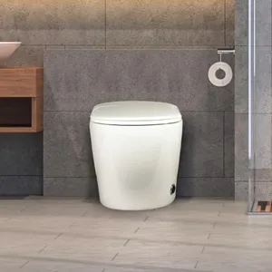 EUROTO Upgraded One-Piece Dual Flush Toilet with Integrated Bidet, Luxury Auto Open/Close Lid, Heated Seat, Warm Dryer, Night Light, Foot Sensor, and Remote Control - White