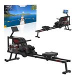 Neezee Rowing Machine for Home with Adjustable Resistance, Rowing Machine Water with Aluminium Rail Tablet Stand Water Resistance and LCD Display Rowing Machine