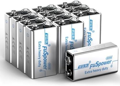 Fuspower 9V Batteries 12 Pack, 9 Volt Batteries, 3 Years Shelf Life, Long Lasting Power for Smoke Detector, Fire Alarm, Microphone, Toy
