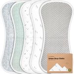 Organic Burp Cloths for Baby Boys and Girls - 5-Pack Ultra Absorbent Burping Cloth, Burp Clothes, Newborn Towel, Milk Spit Up Rags, Burpy Cloth Bib for Unisex, Boy,Girl,Burping Rags (Nordic)