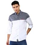 Tommy Hilfiger Men Colorblocked Full Sleeves Button Down Shirt_Blue & White_8905692370092