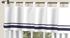 Sweet Jojo Designs White and Navy Hotel Modern Window Valance