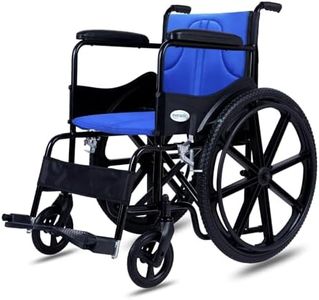 Everactiv Everyday Economy Foldable Wheelchair with Safety Seat belt & Extra Soft Cushions, Weight Bearing Capacity 120 kg, Sturdy Frame and Easy Foldable Mechanism | Blue Color