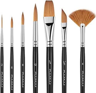 Sable Watercolor Brushes Professional Kolinsky Sable Brushes 7pcs - Dagger, Pointed Rounds, Rigger, Long Flat, Fan Brush Set for Watercolor Gouache Acrylic Inks Painting