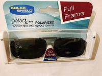 SOLAR SHIELD Clip-on Polarized Sunglasses Size 52 rec 15 Black Full Frame NEW