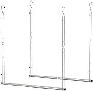 STARTOSTAR Closet Hanging Rod, Width and Height Adjustable Closet Extender Hanging Rod, Closet Hanging Organizer, Stainless Steel Double Closet Rod, Space-Saving Clothes Hanging Bar -2 Pack