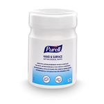 PURELL Hand & Surface Antimicrobial Wipes 270 count canister. Kill 99.99% of most common germs, non rinse, White. A one-stop solution that is yet effective on hands and non-porous surfaces