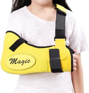 ENLUNTRA Arm Sling Shoulder Injury Brace for Kids,Kids Arm Sling Shoulder Immobilizer with Waist Strap,Wrist, Elbow,Clavicle Fracture Post-Surgery(Yellow)