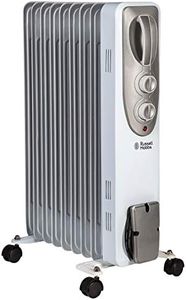 Russell Hobbs 2000W/2KW Oil Filled Radiator, 9 Fin Portable Electric Heater - White, Adjustable Thermostat with 3 Heat Settings, Safety Cut-off, 20 m sq Room Size, RHOFR5002, 2 Year Guarantee, 1 Pack