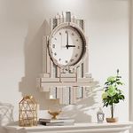 Artloge Irregular Crushed Diamond Wall Clock: Beveled Silver Glass Mirrors Sparkle Crystal Crush Diamond Wall Clock Battery Operated Quartz Movement Silent Roman Numerals Wall Clock for Home Decor