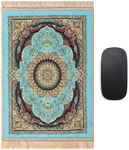 Velvet Rug Mouse Pad | Bohemian Style Design Woven Rug Mousepad Carpet Mouse Pads for Office Decor | Desk Mouse Mat 8.6" x 11.8" Small Mouse Protector (Turquoise II)