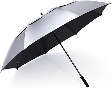 G4Free 72 Inch Huge Golf Umbrella UV Protection Auto Open Windproof Umbrella Oversized Extra Large Vented Double Canopy Umbrella for Family (Silver/Black)