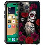 Goodsprout Compatible with iPhone 12 Pro Case,Lady Rose Skull Pattern iPhone 12 Cases for Girls,Protection Shockproof Soft Silicone TPU Non-Slip Back for iPhone 12/12 Pro